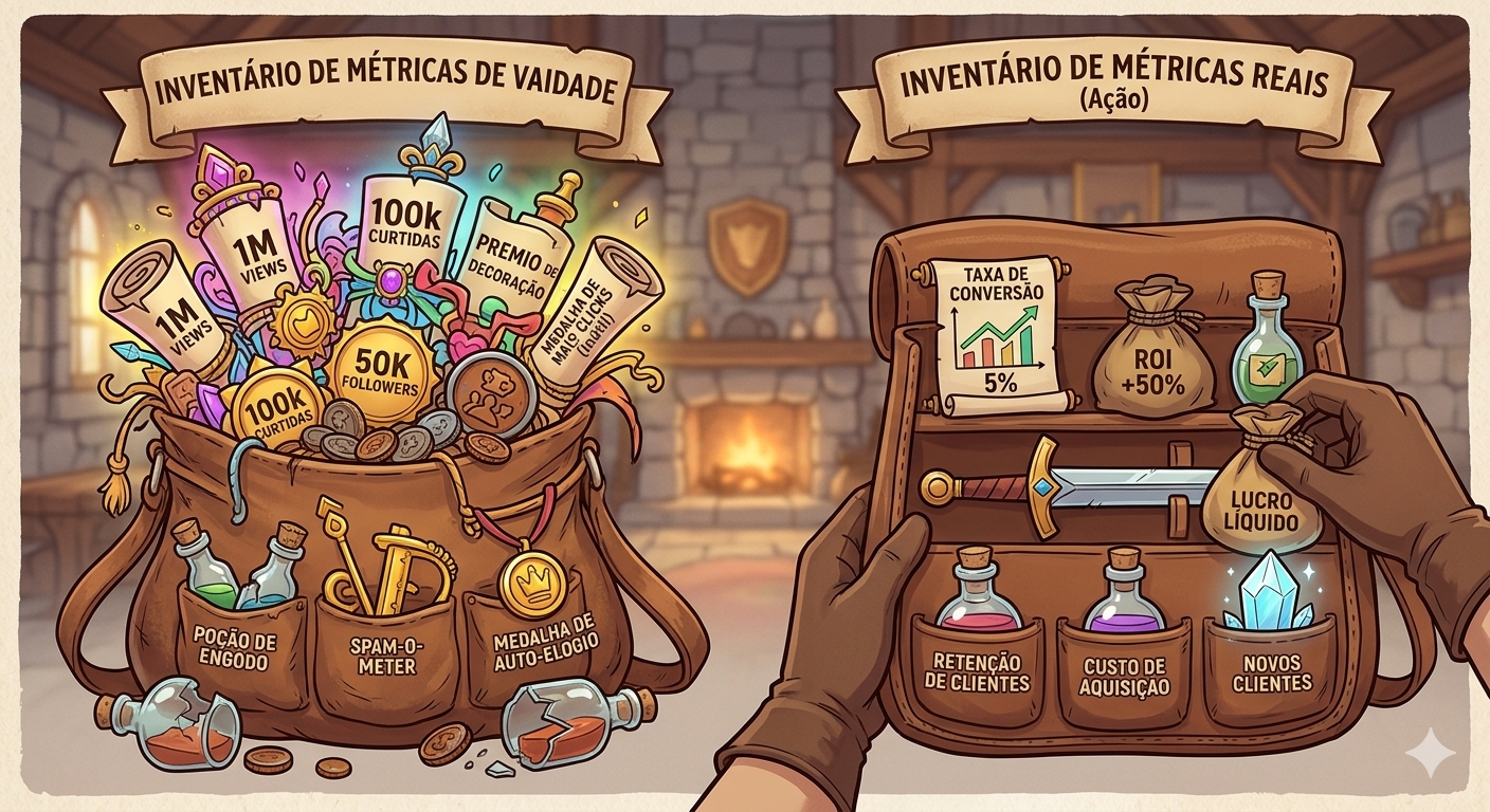 Métricas de vaidade e a bag das squads entupida de "tranqueiras métricas"